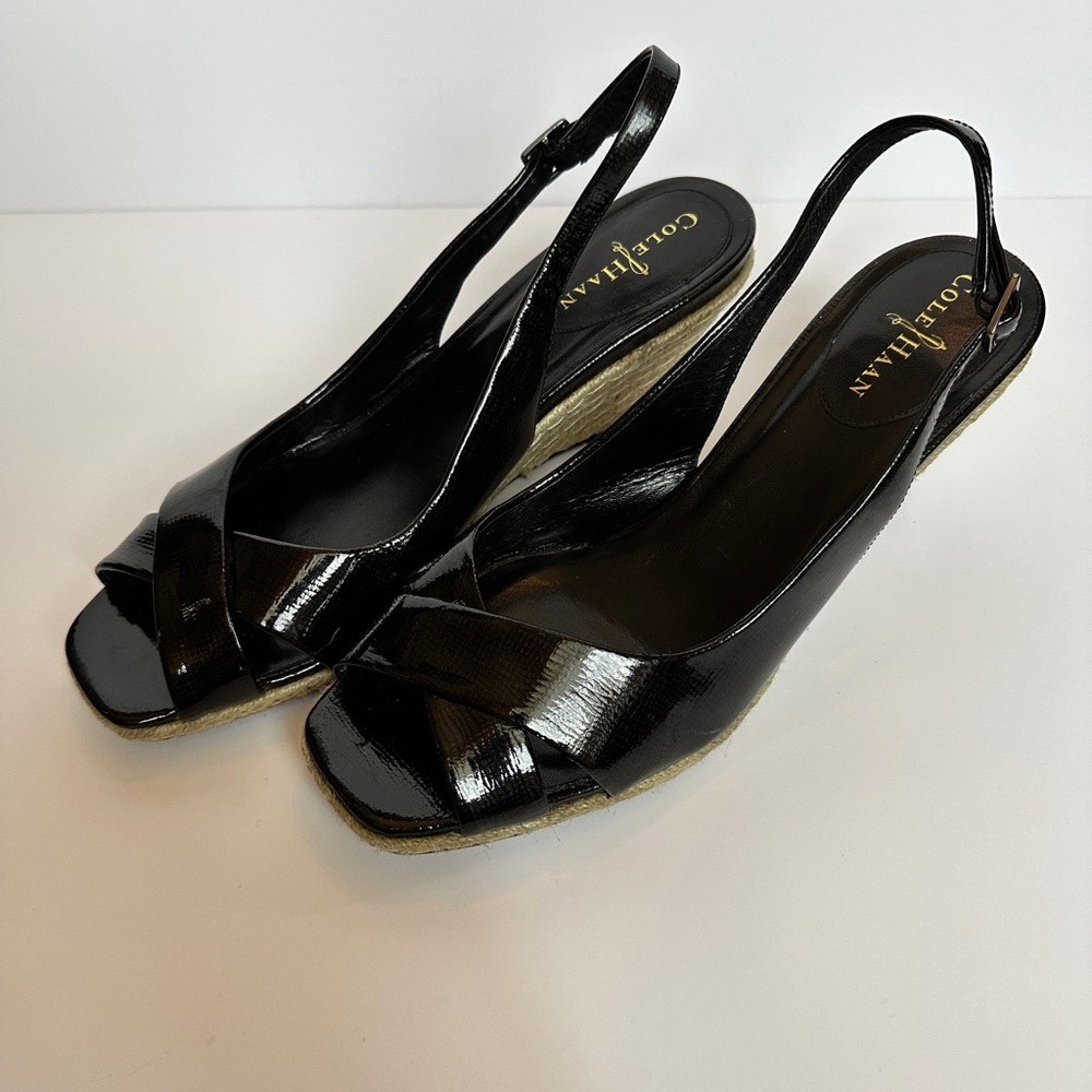 Cole Haan Nike Air Black Patent Leather Women’s Sz10B Wedge
